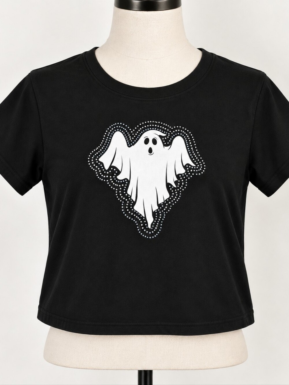 Hot Topic Black Baby Tee With Bedazzled Ghost